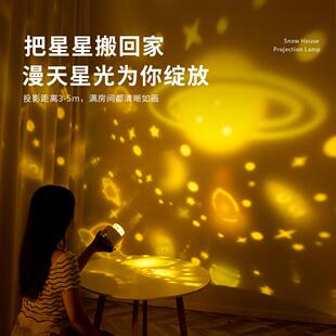 新款直销2023圣诞礼物旋转雪屋星空投影仪 海底世界氛围台灯 音乐