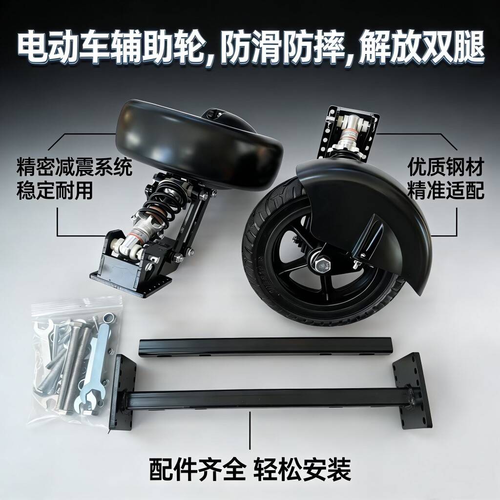 电动车辅助轮新手学车老人接娃外卖身器防滑防摔平衡轮雨雪天辅轮