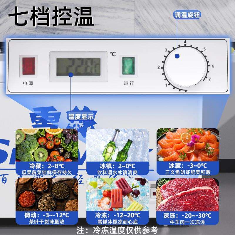 雪花一级节能冰柜商用大容量卧式冷柜双温冷藏冷冻家用冷冻冰柜
