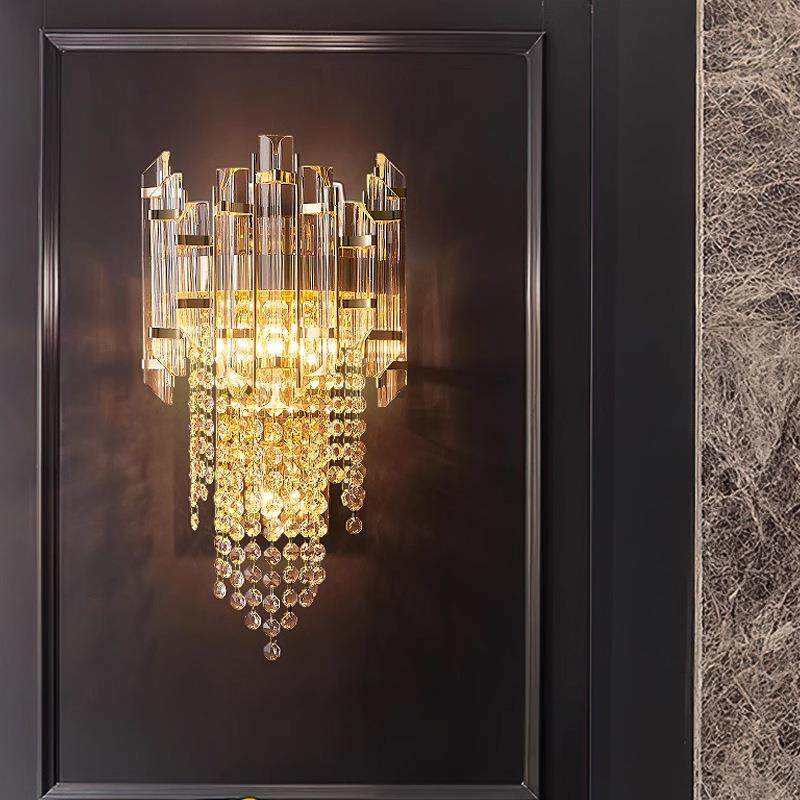 跨境款室内壁灯轻奢水晶八角珠过道走廊壁灯别墅酒店KTV装饰壁灯