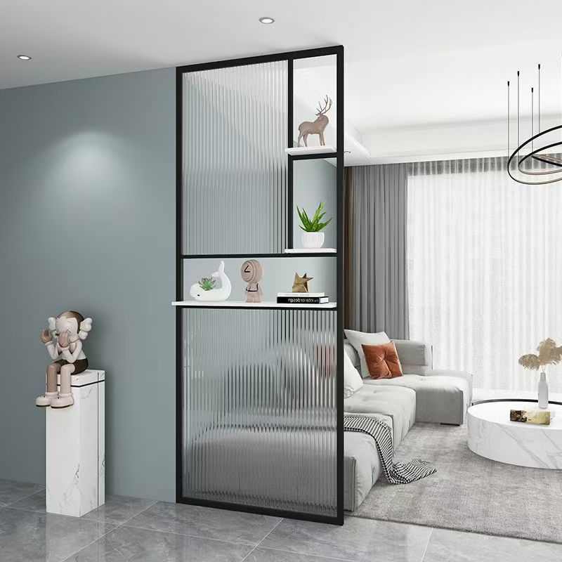 铁艺不锈钢屏风玻璃现代简约客厅入户遮挡半墙玄关卫生间隔断挡板