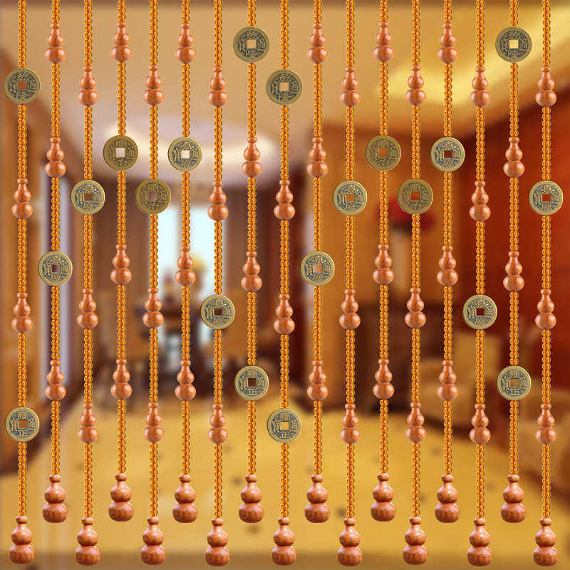 珠帘铜钱帘隔断水晶桃木葫芦门帘玻璃客厅大珠帘卧室卫生间对成品