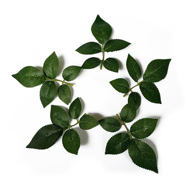 仿真植物玫瑰叶子人造丝网花布料假玫瑰花叶片插花配件绿植