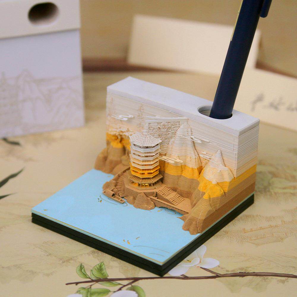 景区纪念品3d立体便签本纸雕模型建筑纸砖新奇特手撕异形便签纸