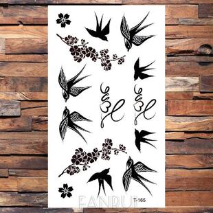 Cute Swallow Bird Feather Temporary Stickers Flower Branch