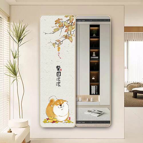 隐藏式全身镜圆角防撞隐形推拉全身镜家用暗藏全身镜可关闭画 画