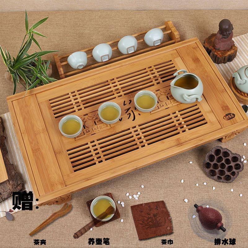 中式覆古风楠竹制盛水储蓄水排水式茶盘财缘广进茶道套装功夫茶具