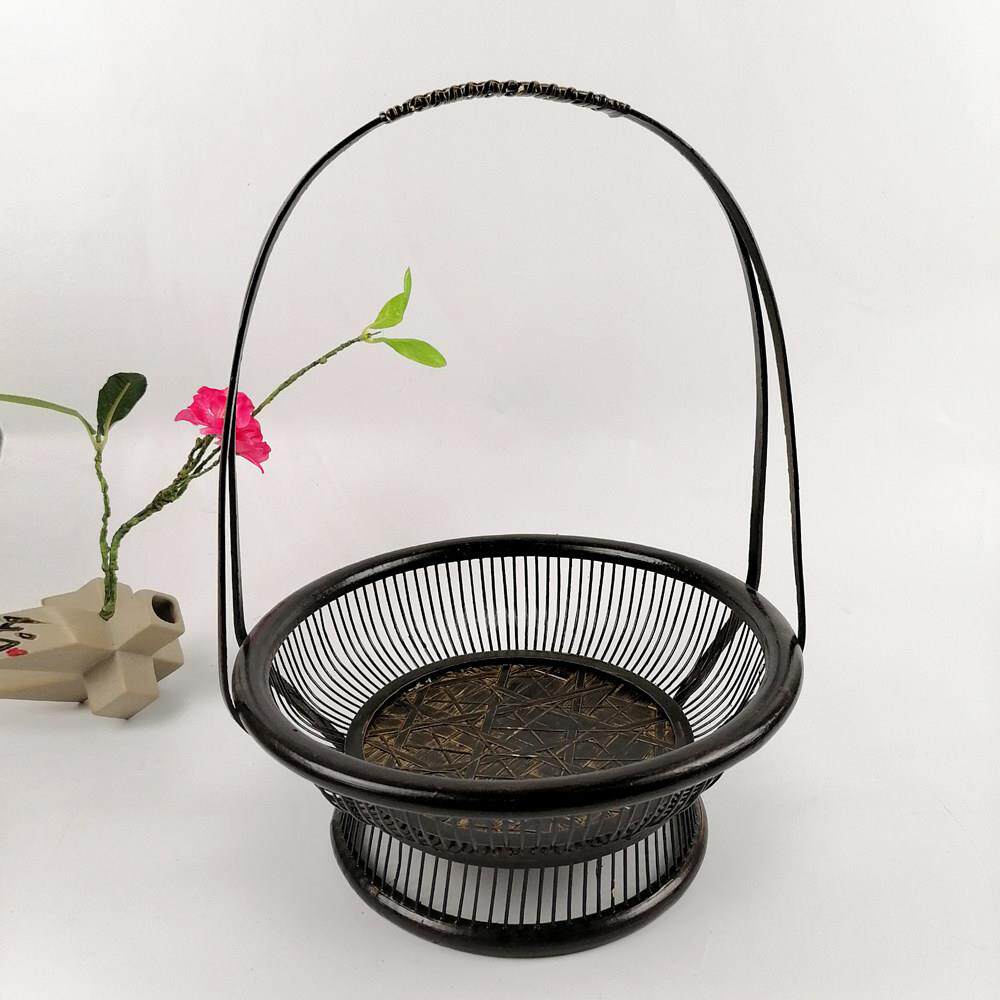 手工竹编花篮花器手提篮子收纳盒果篮提篮子酒店明档装饰摆件餐具