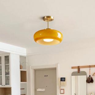 黄铜吊灯中古餐厅过道玄关衣帽间日式 复古阳台入户北欧卧室吸顶灯