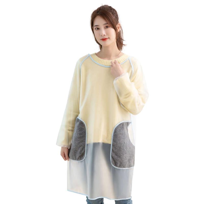 7K1大人长袖软皮围裙家用厨房围腰可擦手防水防油罩衣可定 制logo