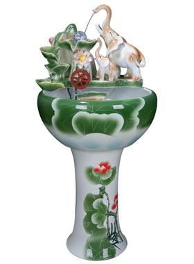 陶瓷流水器喷泉摆件客厅办公室乔迁送礼风水招财鱼缸落地水景礼品