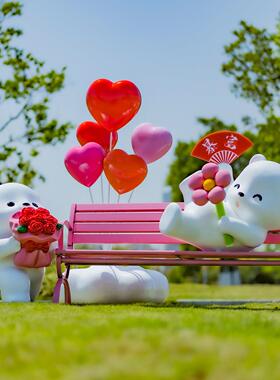 卡通白熊玻璃纤维雕塑定制商场美陈装饰品户外公园景观立体动物摆