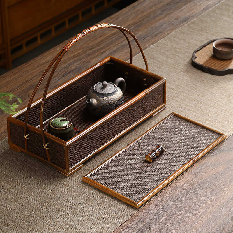 日式席面提盒竹制茶盒收纳篮复古茶具文玩带盖盒子便携箱茶道配件,收纳整理,其他收纳篮,淘宝优惠券,粉丝福利购,淘宝优惠卷