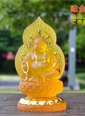 新款新款树脂仿件琉璃大弥勒居佛客厅家供奉笑佛像招财肚摆厂家结
