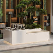 办公室悬浮发光花箱隔断绿植景观围栏花槽售楼部塑木花箱座椅定制