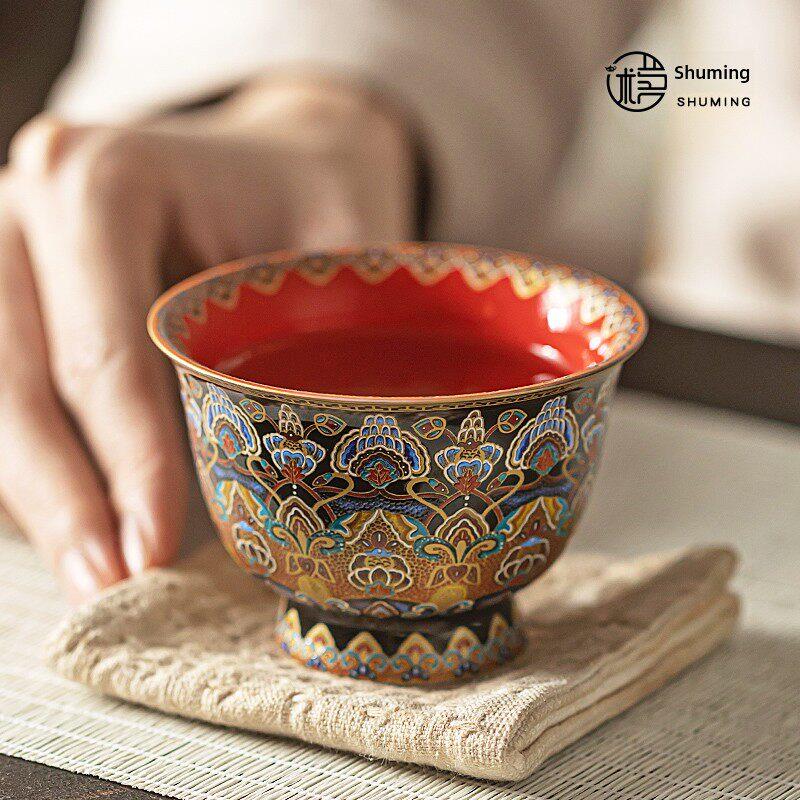中国覆古大师杯陶瓷单祇敦煌三兔全耳杯高端功夫茶具办公茶杯