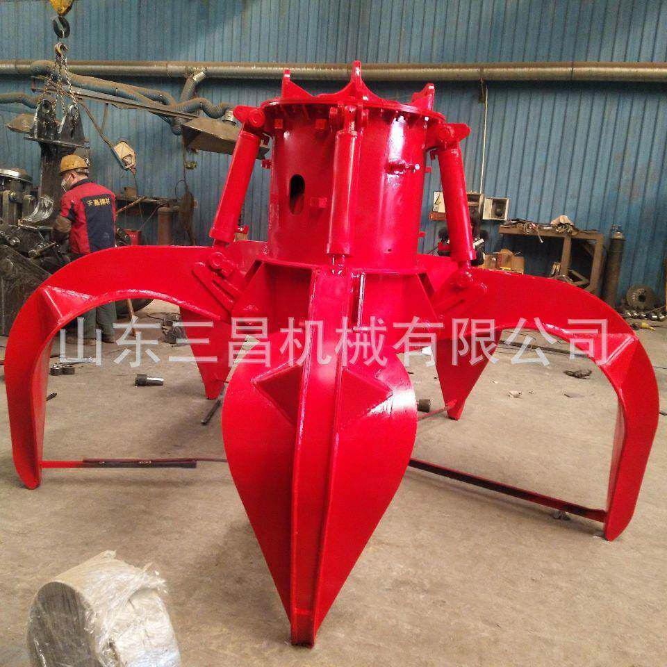 淄博钢材铝材废料抓钢机小型固定式旋转抓木机出售梅花式液压抓斗
