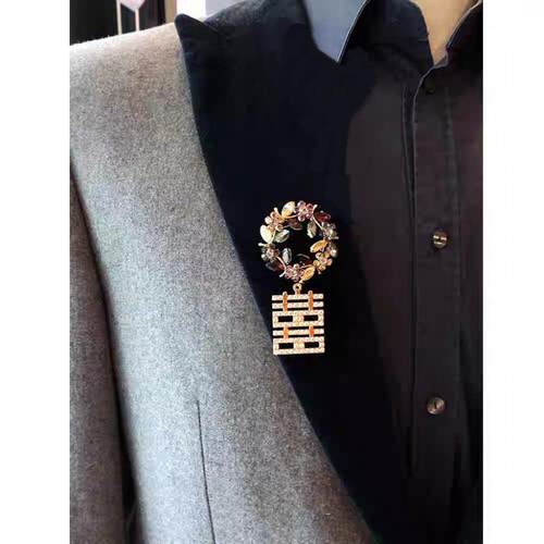 奢华满钻婚礼胸花新娘新郎结婚襟花父母花好月圆高端贵宾嘉宾胸针