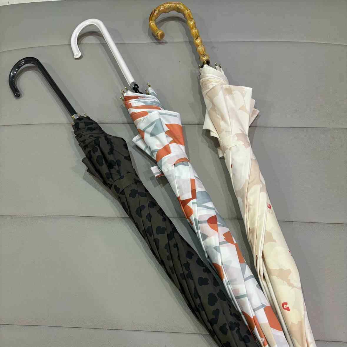 新品日系长柄一甩开花朵竹手柄ins雨半自动直骨不透水气质碎花伞