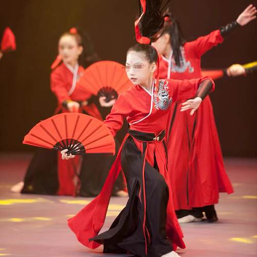 正品儿童雪龙古典舞演出服女扇子舞九同蹈练功服吟古装侠客风州表