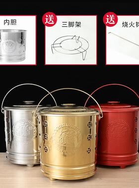 不锈钢烧钱纸099特大号聚化宝桶烧金桶烧元宝无烟桶室内室外宝桶
