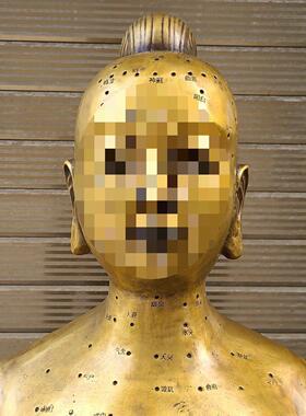 纯铜穴位人中医针灸铜人体模型经络铜人古王中医馆摆件仿古