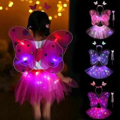3/4Pcs/Set Double Layers Girls Led Flashing Light Fairy Butt