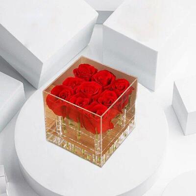 Clear Acrylic Flower Vase 2 Tiers Stand Acrylic Flower Box