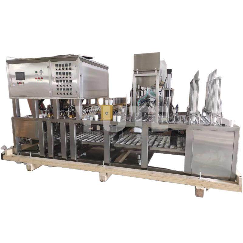 全自动塑杯灌装机一出四杯用于酸奶酱料果汁八宝粥等灌装封口