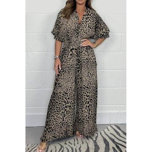 Women's printed wide leg jumpsuit 女装印花阔腿连体裤
