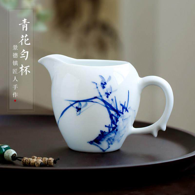 瓷都窑火 景德镇手绘青花陶瓷把手公道杯功夫茶具分茶器茶海耐热