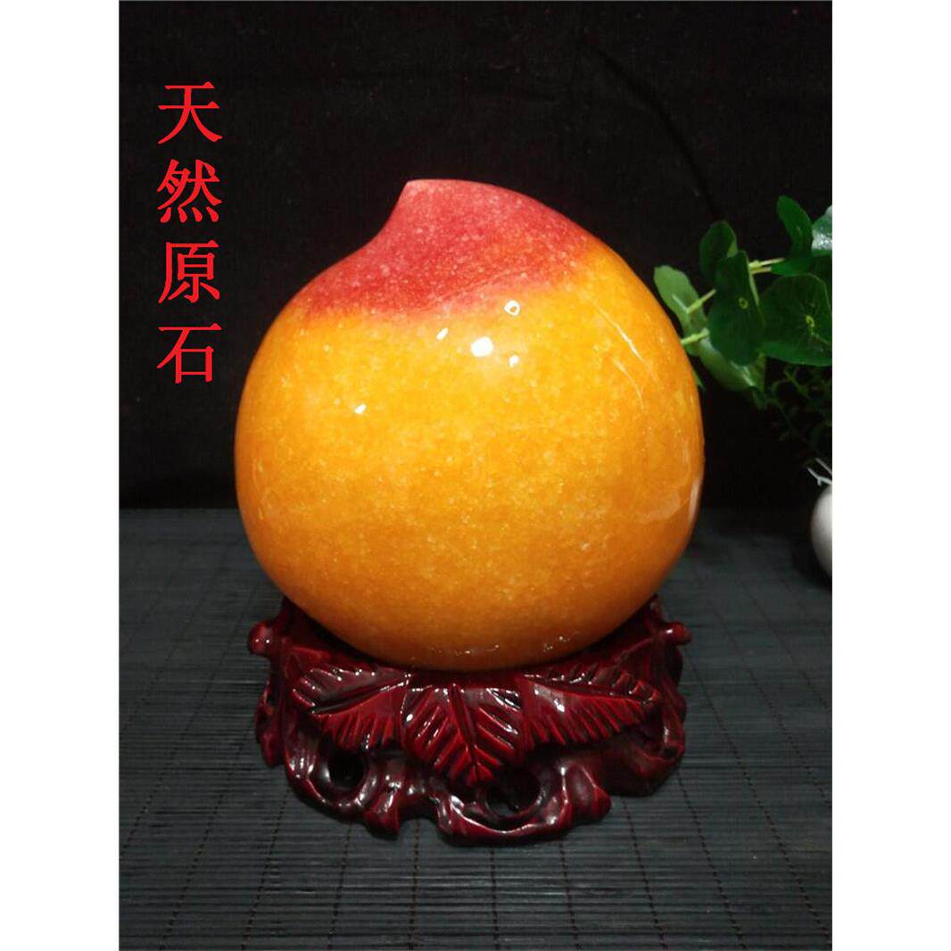 天然黄蜡石黄龙玉寿桃老人生日礼物办公室奇石头家居装饰收藏摆件