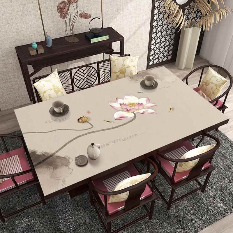 中式复古桌垫皮革桌垫餐桌垫防水防油桌布隔热防烫桌垫可裁剪