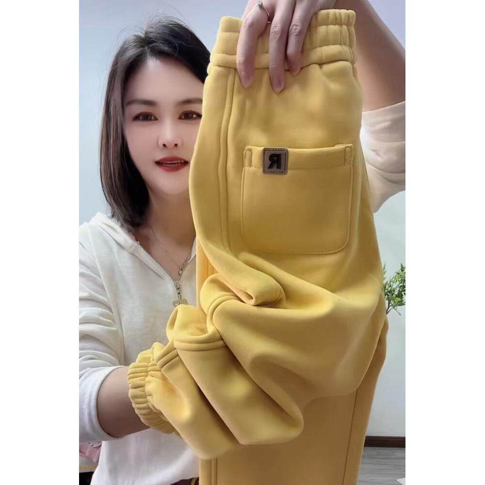 潮牌加绒加厚卫裤女2026秋冬季宽松显瘦束脚哈伦裤高腰休闲运动裤