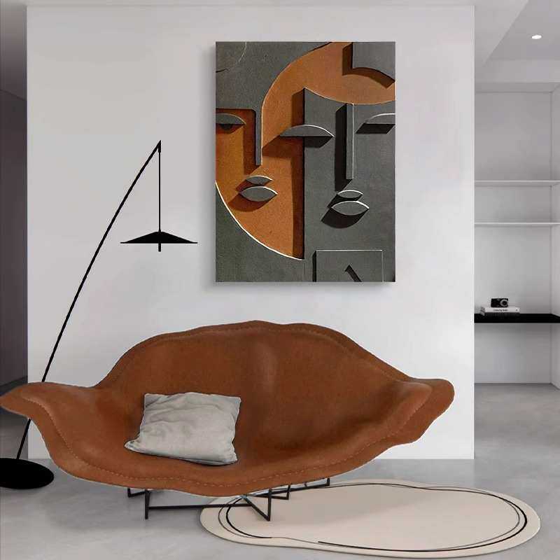 现代简约客厅装饰画轻奢高级感餐厅背景墙挂画3D立体雕刻2025新款