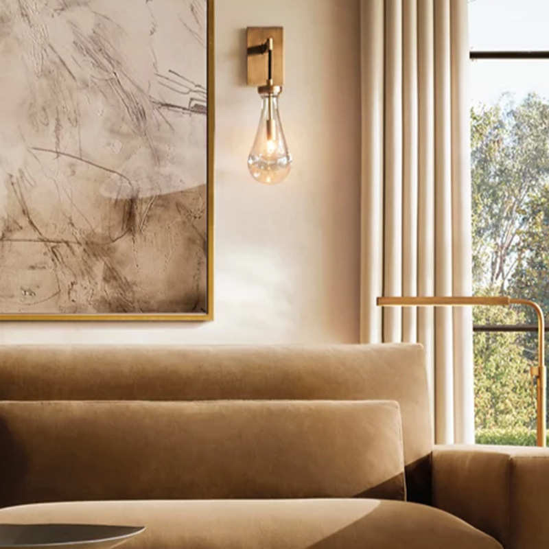 美式RH复古轻奢别墅楼梯客厅出口灯具新款式水晶壁灯公寓古铜色