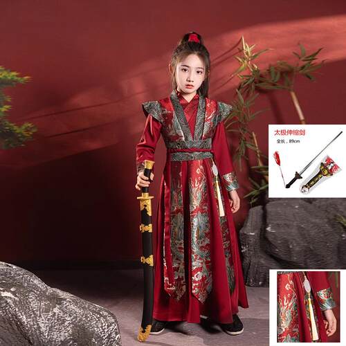 高档苏打梦花木服兰装古武侠风花木女童唐装儿童将军飞兰鱼国风演