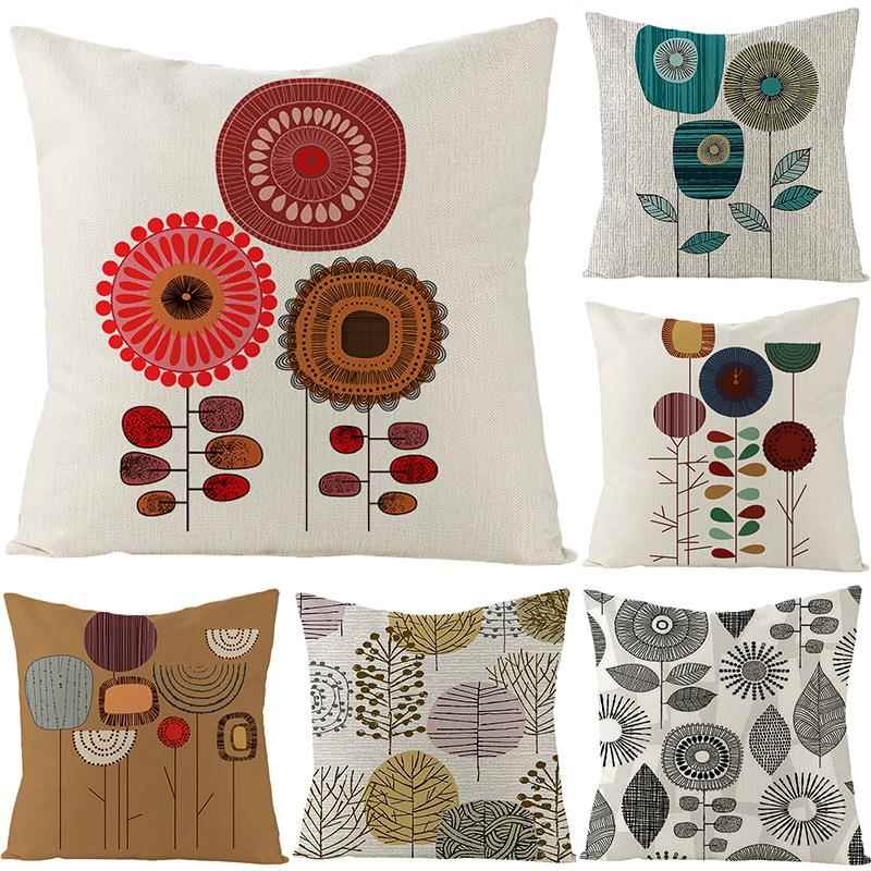 亚马逊爆款家居简约涤纶抱枕套Cushion cover花朵沙发靠枕套靠枕