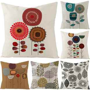 亚马逊爆款家居简约涤纶抱枕套Cushion cover花朵沙发靠枕套靠枕