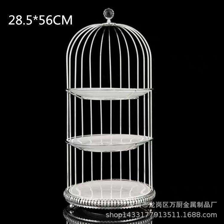 新款欧式带钻一层两层三层蛋糕架婚庆桌面摆台金属蛋糕盘点心架