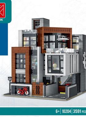 模客10201-13现代别墅城市街景建筑小颗粒儿童拼装插积木玩具模型