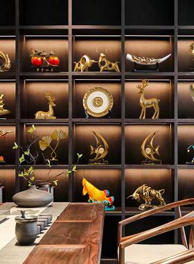 新中式博古架办公室书柜招财摆件客厅玄关隔断电视酒柜家居装饰品