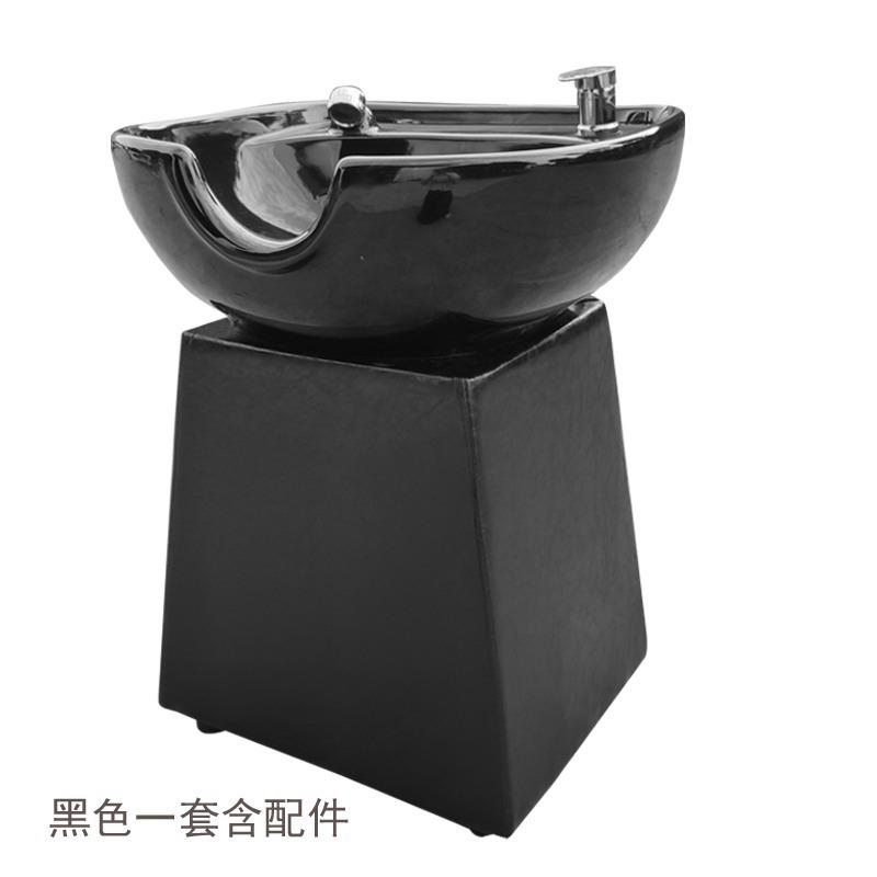 立式陶瓷盆洗头床发廊理发店坐式冲水盆冲水池塑料洗头盆立柱底座