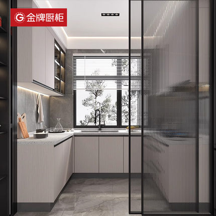 金牌厨柜整体橱柜定制家用厨房厨柜装修石英石台面经济型灶台柜