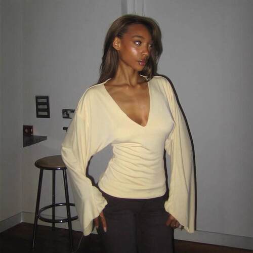 Sexy Hot Street Style Casual Low U-Neck T-ShirtRelaxed