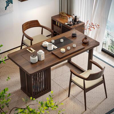 实木阳台小茶桌茶盘一体烧水壶嵌入式家用茶具茶台一整套2025新款