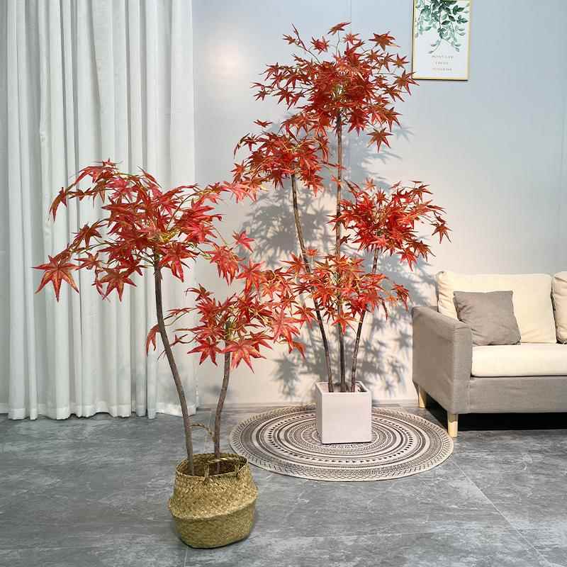 真红枫树盆栽红造叶型树大型装饰枫枫树榕树仿真仿树造景橱UWE窗