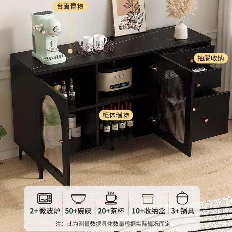 岩古板餐边多功能茶水OHN柜客柜厅复风黑色厨房靠墙纳储物柜收吧