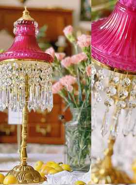 正品法式古台灯卧室台灯欧t式美式公主风水晶苏v流inage黄铜床头