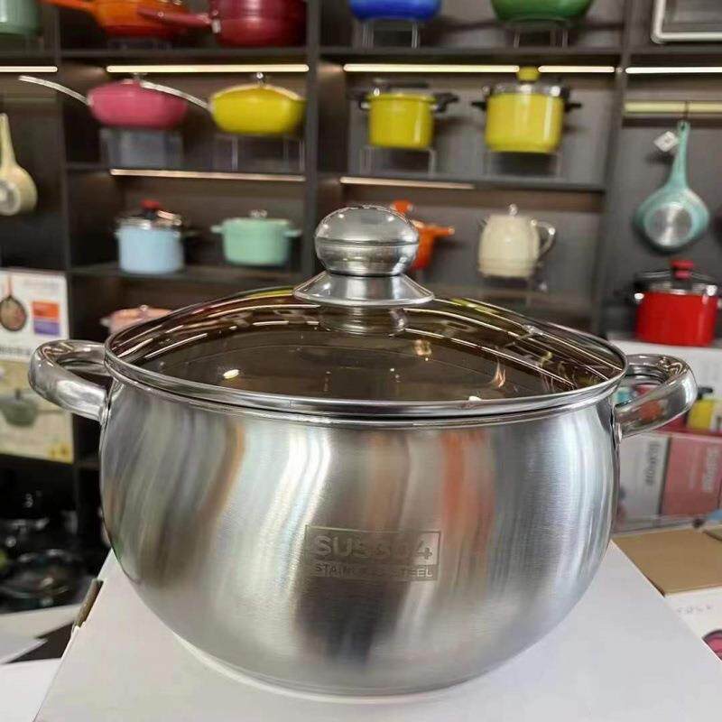 304特厚不锈钢汤锅蒸煮锅一层加厚单层家居超厚奶瓶煮粥锅汤火锅